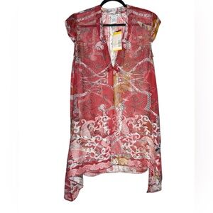 Citron Santa Monica Silk Tunic Cover Up Paisley Womens Medium Summer Resort NWT